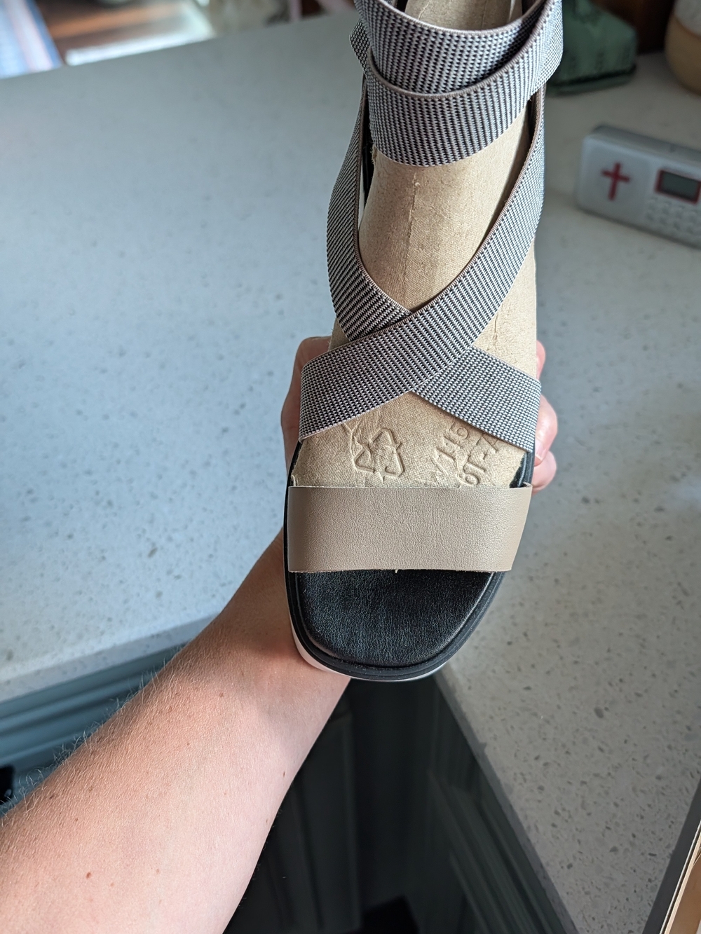 Sorel Taupe and Gray Strappy Wedge Sandals - Picture 6 of 6